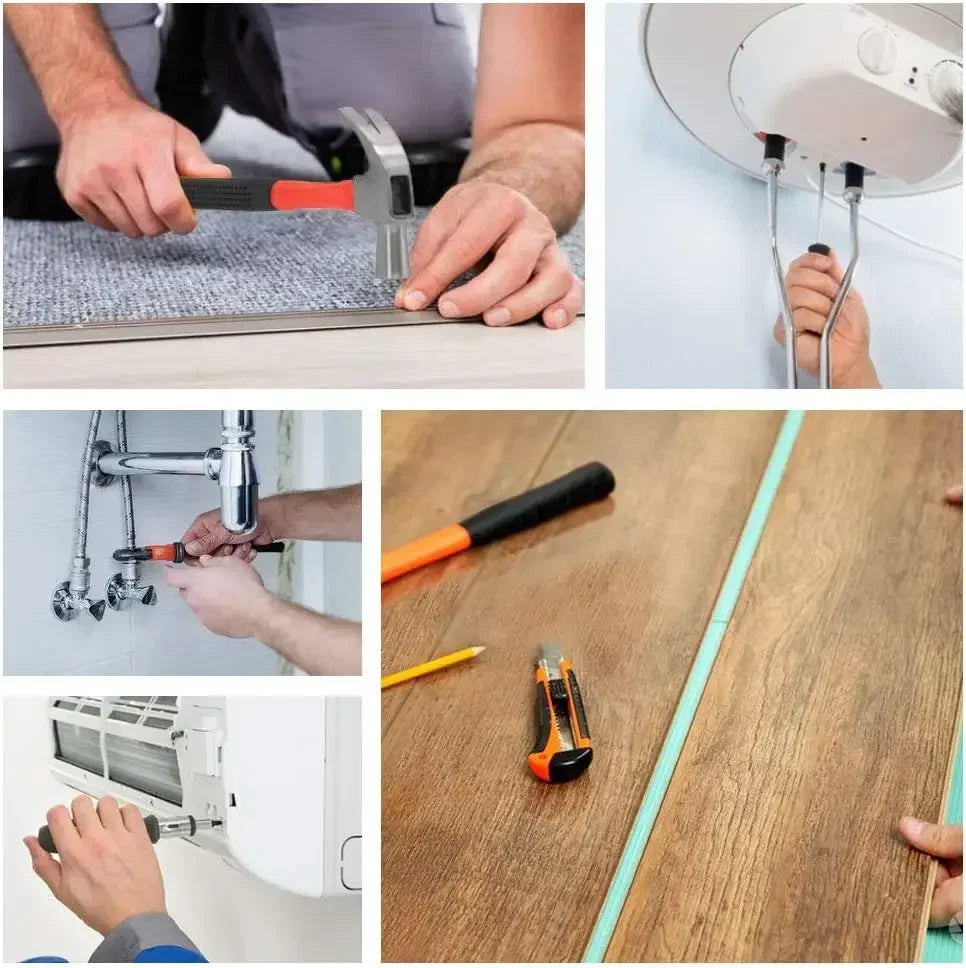 Kit de herramientas 102 pzs para hogar: caja con herramientas de electricista, reparación automotriz y carpintería (juego combinado).